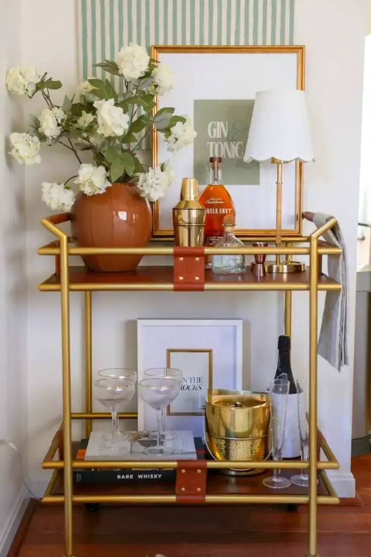 gold bar cart decor ideas